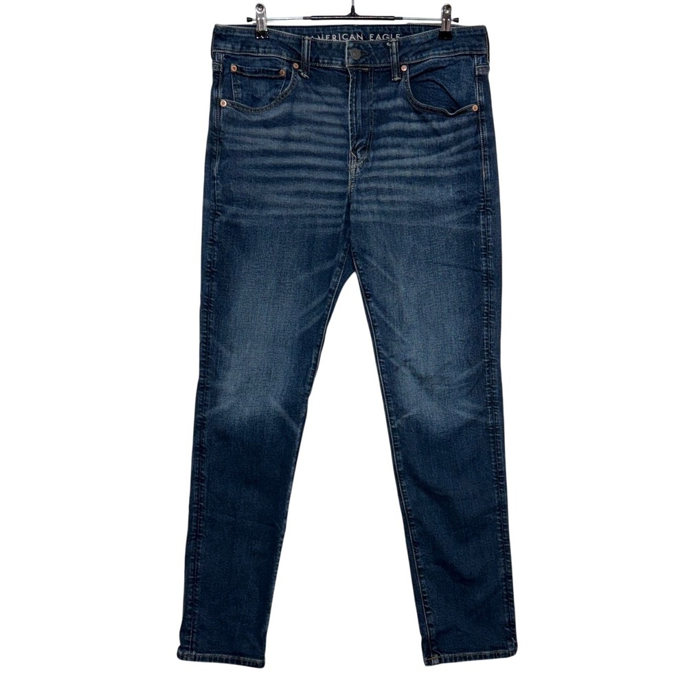 American Eagle Jeans Mens Measure 35X33 Tag 34x34 Blue Athletic Airflex+ Stretch